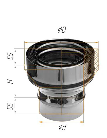 переход феррум на сэндвич нержавеющий, (430/0,5мм), ф300/400, по воде